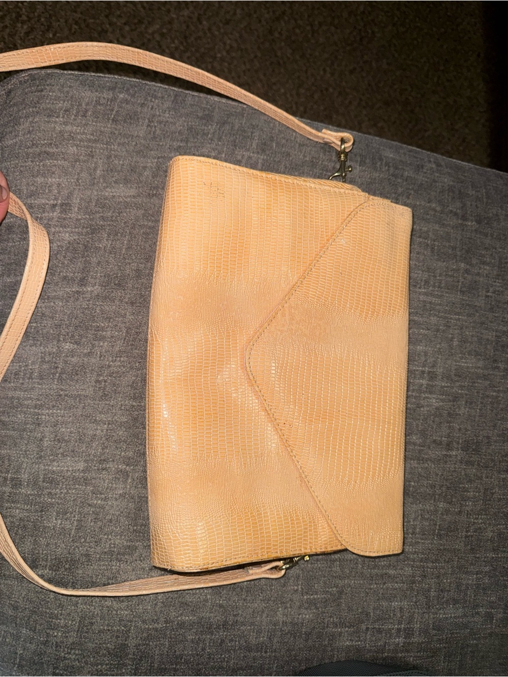 Tan Faux Lizard Reptile Shoulder Bag Clutch
